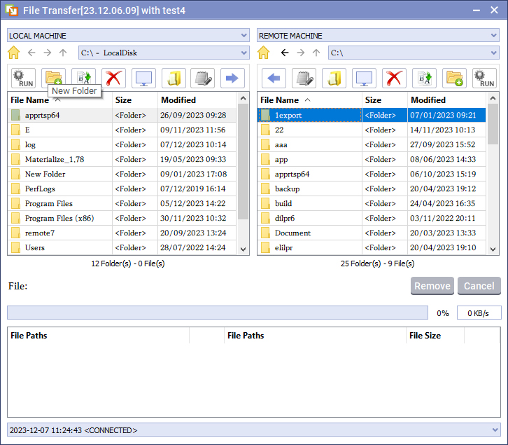 Display the File Transfer window
